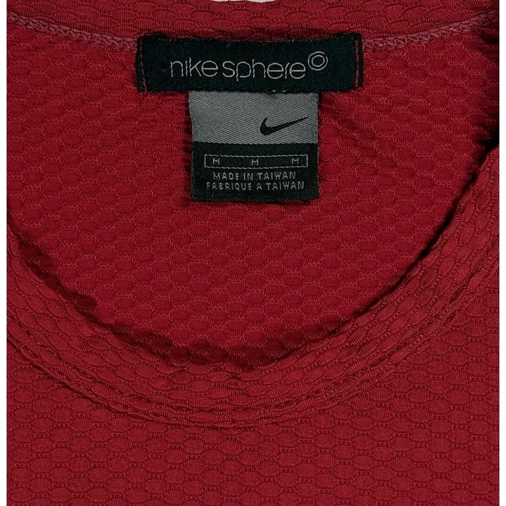 Vtg Y2K Nike Sphere maroon red grey mesh thermal longsleeve shirt mens medium - Picture 7 of 9